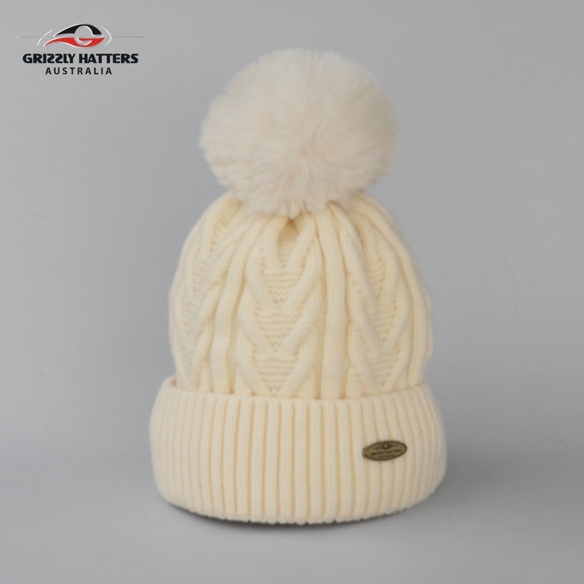 Acrylic Pom Pom Beanie with Fleece Lining