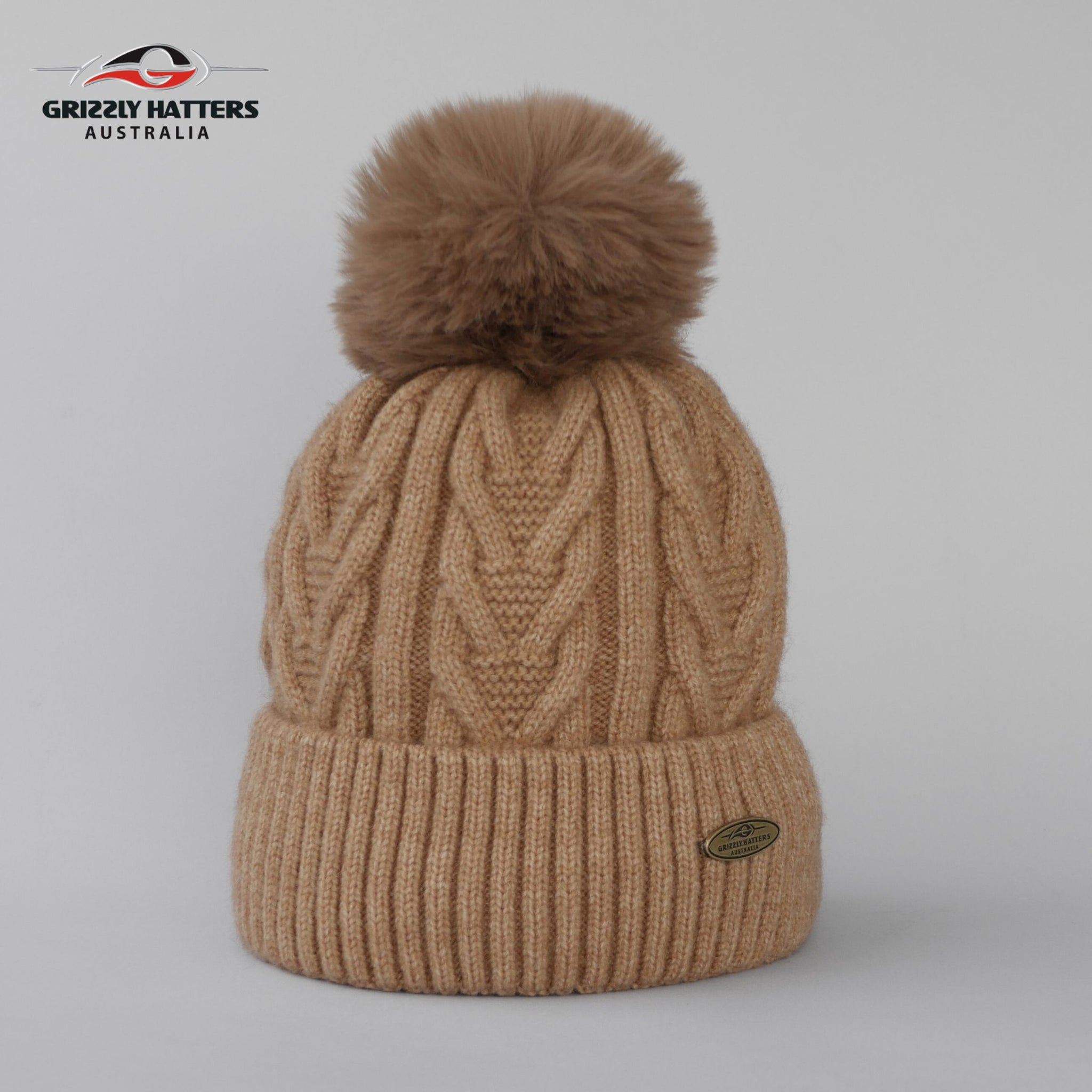Acrylic Pom Pom Beanie with Fleece Lining