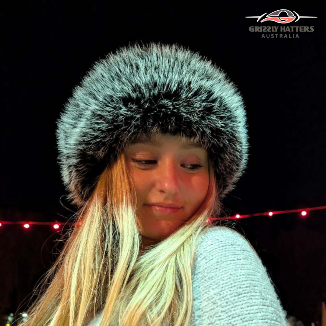Faux Fur Hat Black & White mix Colour