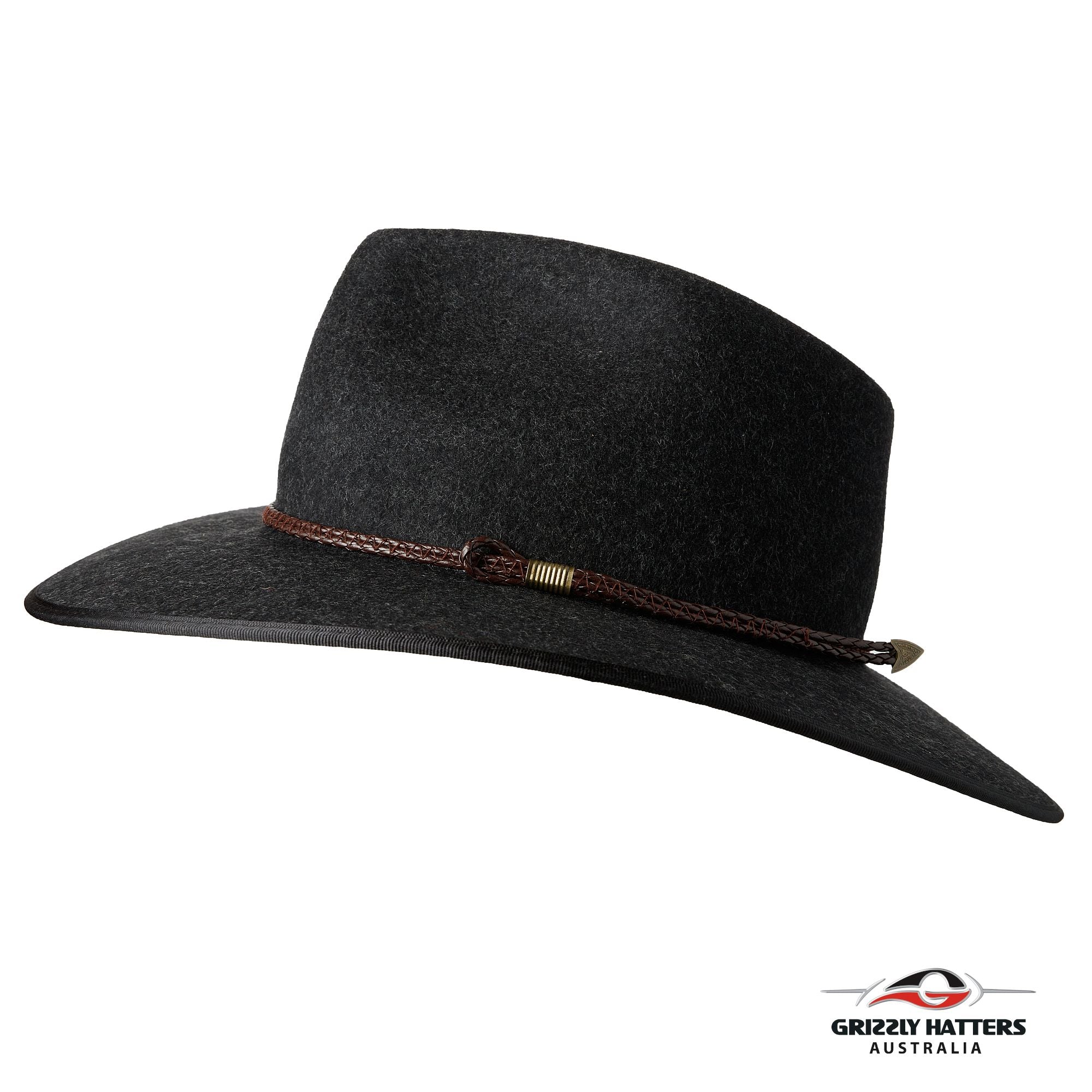 THE WELLINGTON Fedora Hat in CHARCOAL with Braid