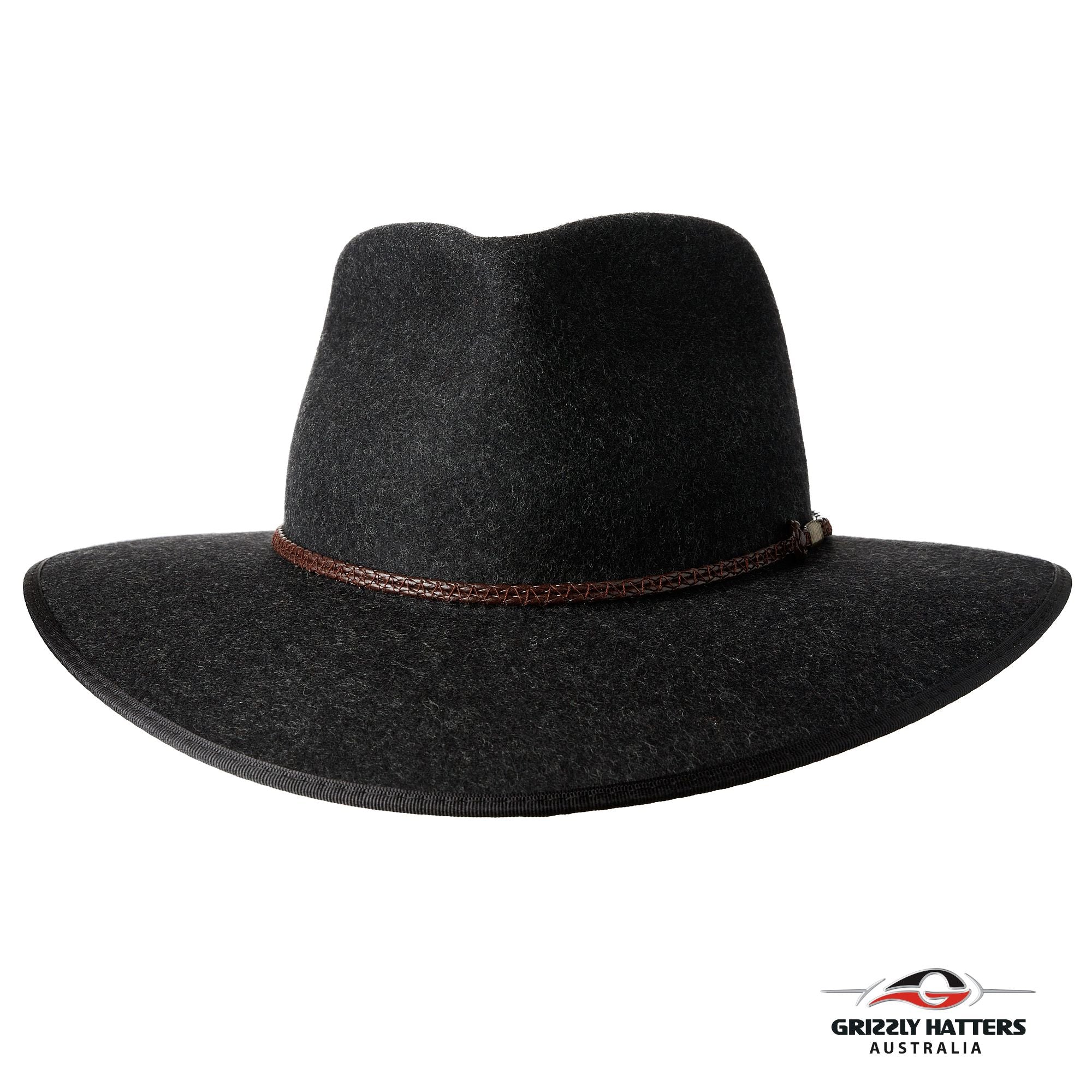 THE WELLINGTON Fedora Hat in CHARCOAL with Braid