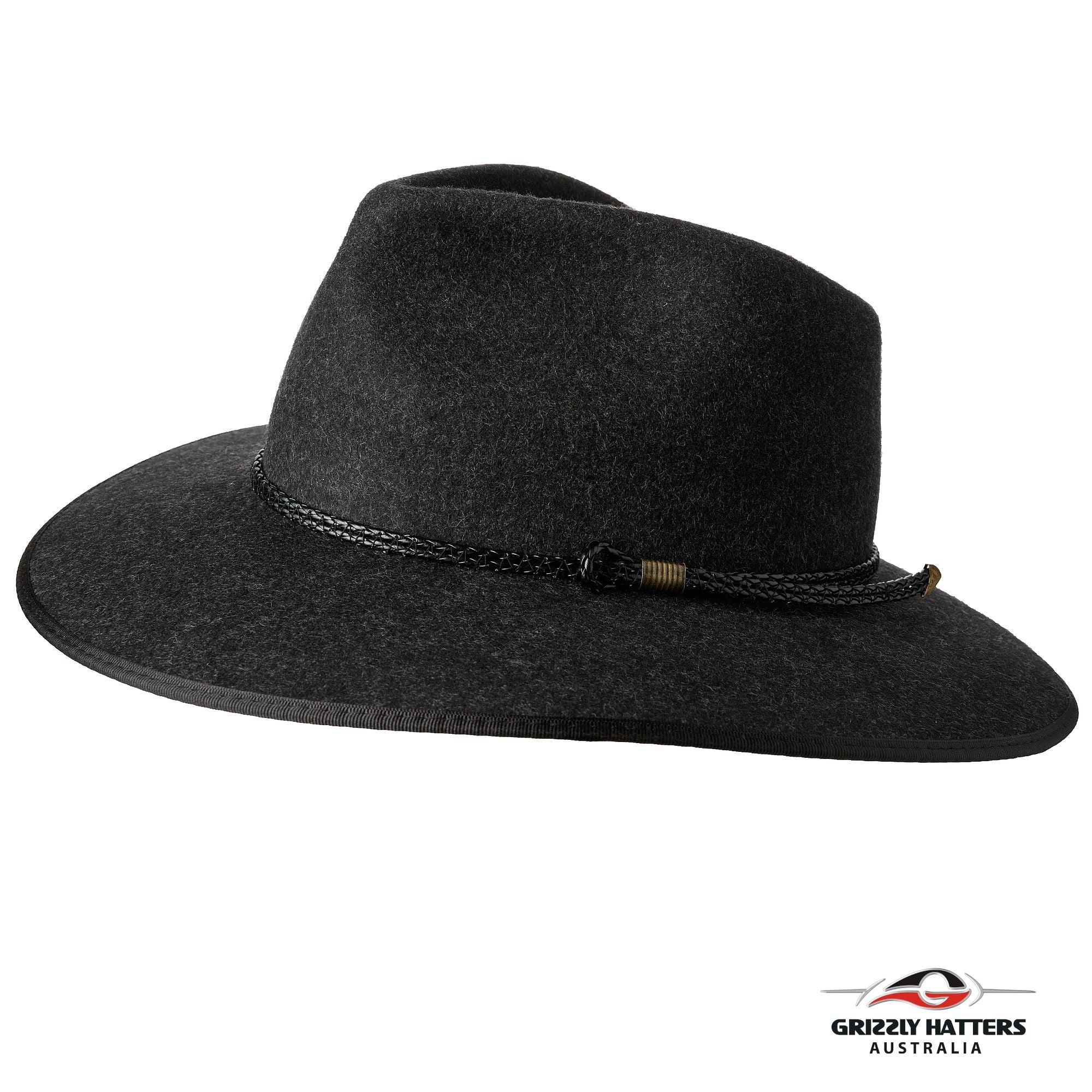 THE WELLINGTON Fedora Hat in CHARCOAL with Braid