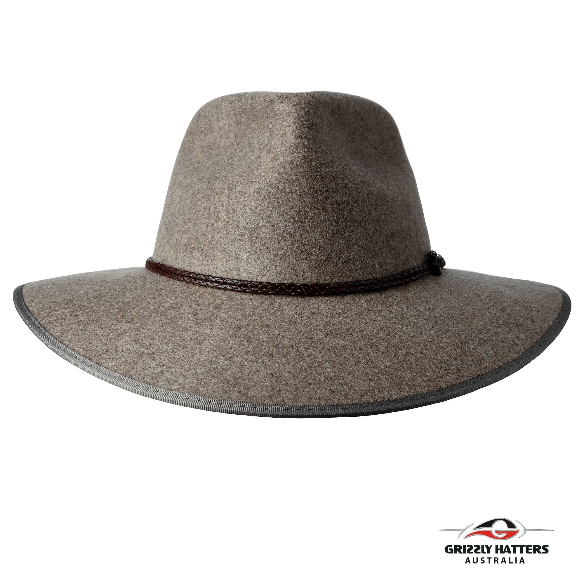 THE WELLINGTON Fedora Hat in GREY SAND with Braid