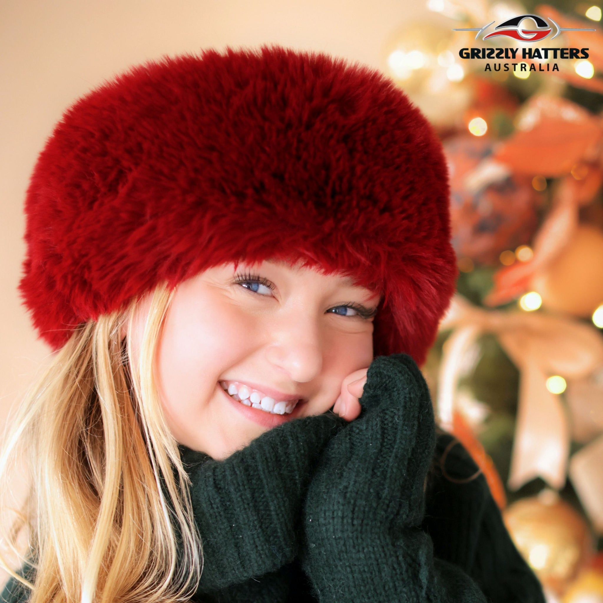 Faux Fur Hat Soft Rabbit Imitation Wine Red Colour