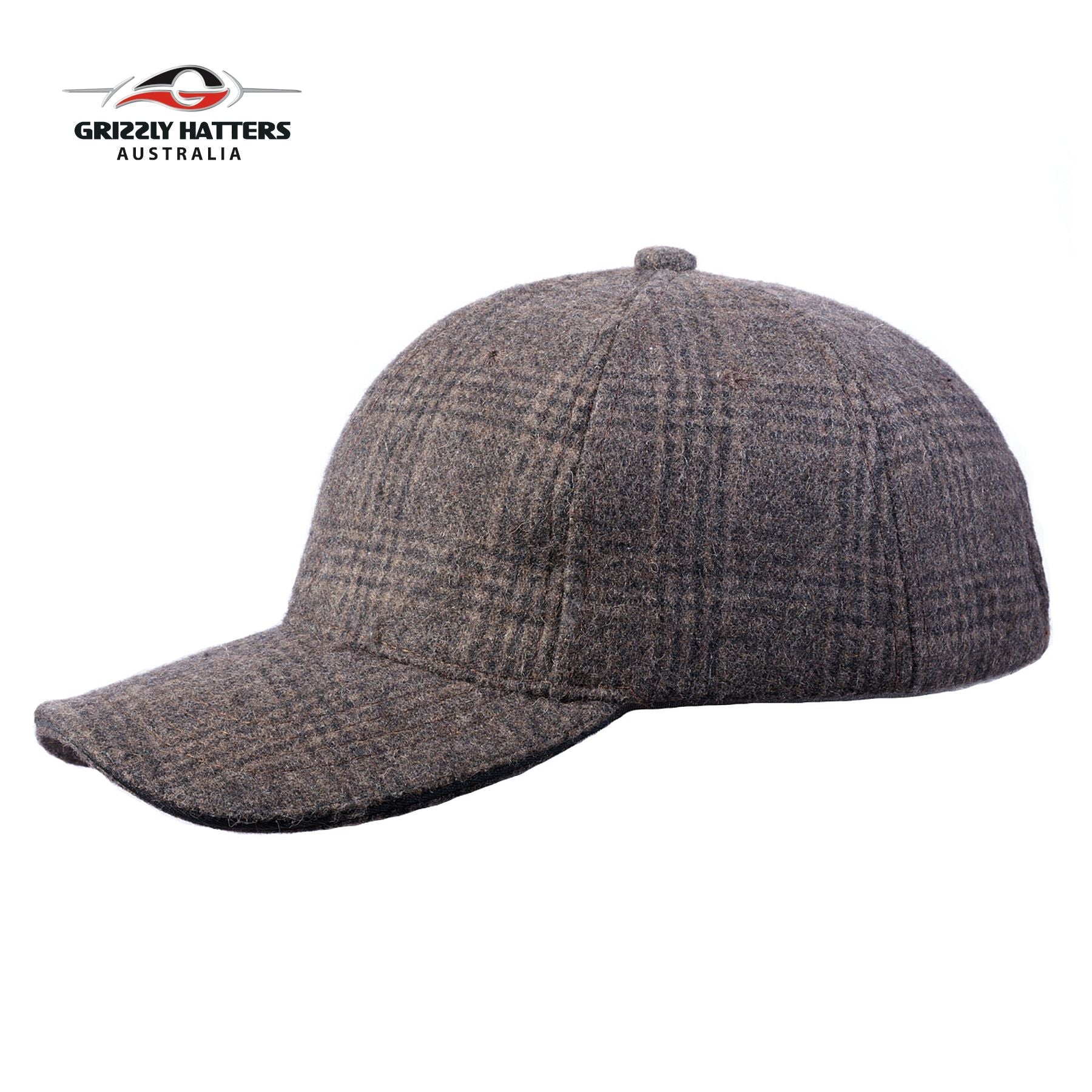 Italian Wool Baseball Cap Check Design / Grizzly Hatters Salamanca Market Hobart Australia