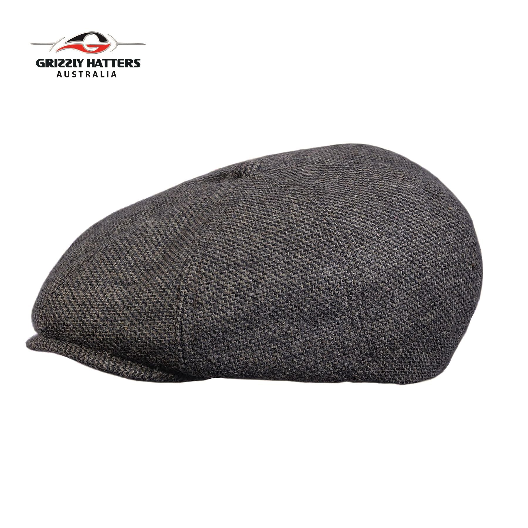 Newsboy / Gatsby 8 panel Italian Wool Cap Black&Tan Colour