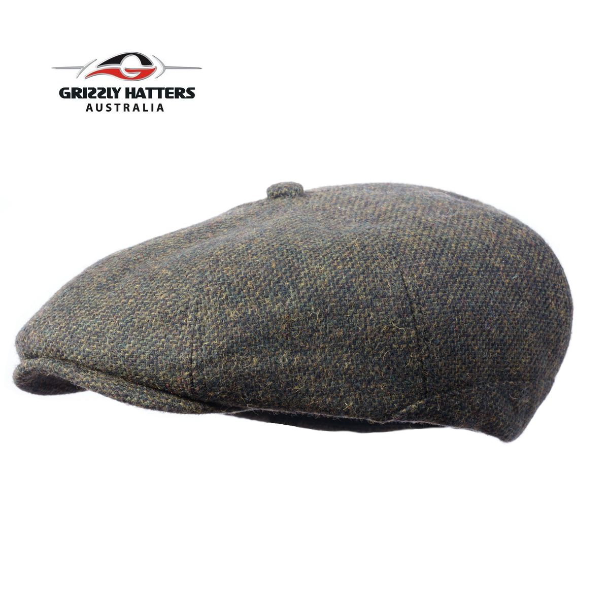 Newsboy / Gatsby 8 panel Italian Wool Cap Black&Green Colour
