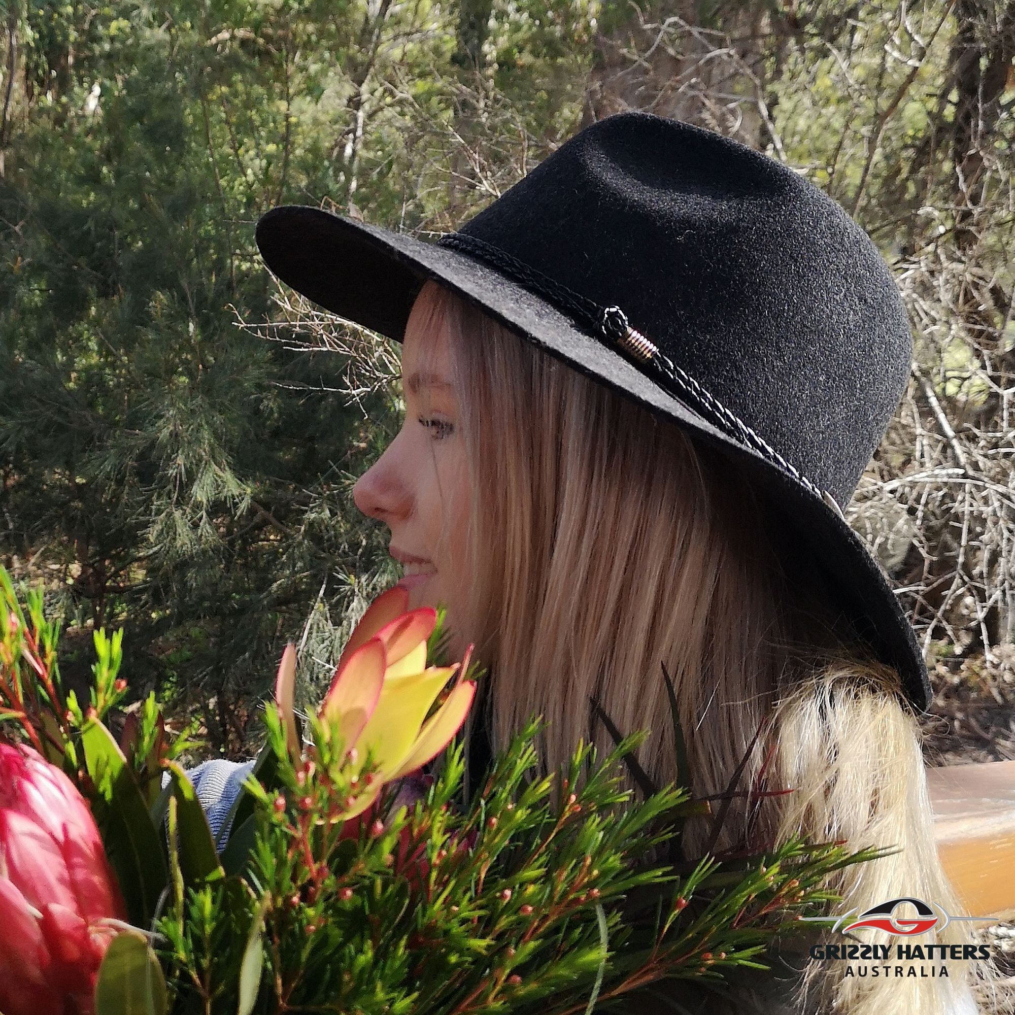 THE SALAMANCA Fedora Wide Brim Hat in CHARCOAL