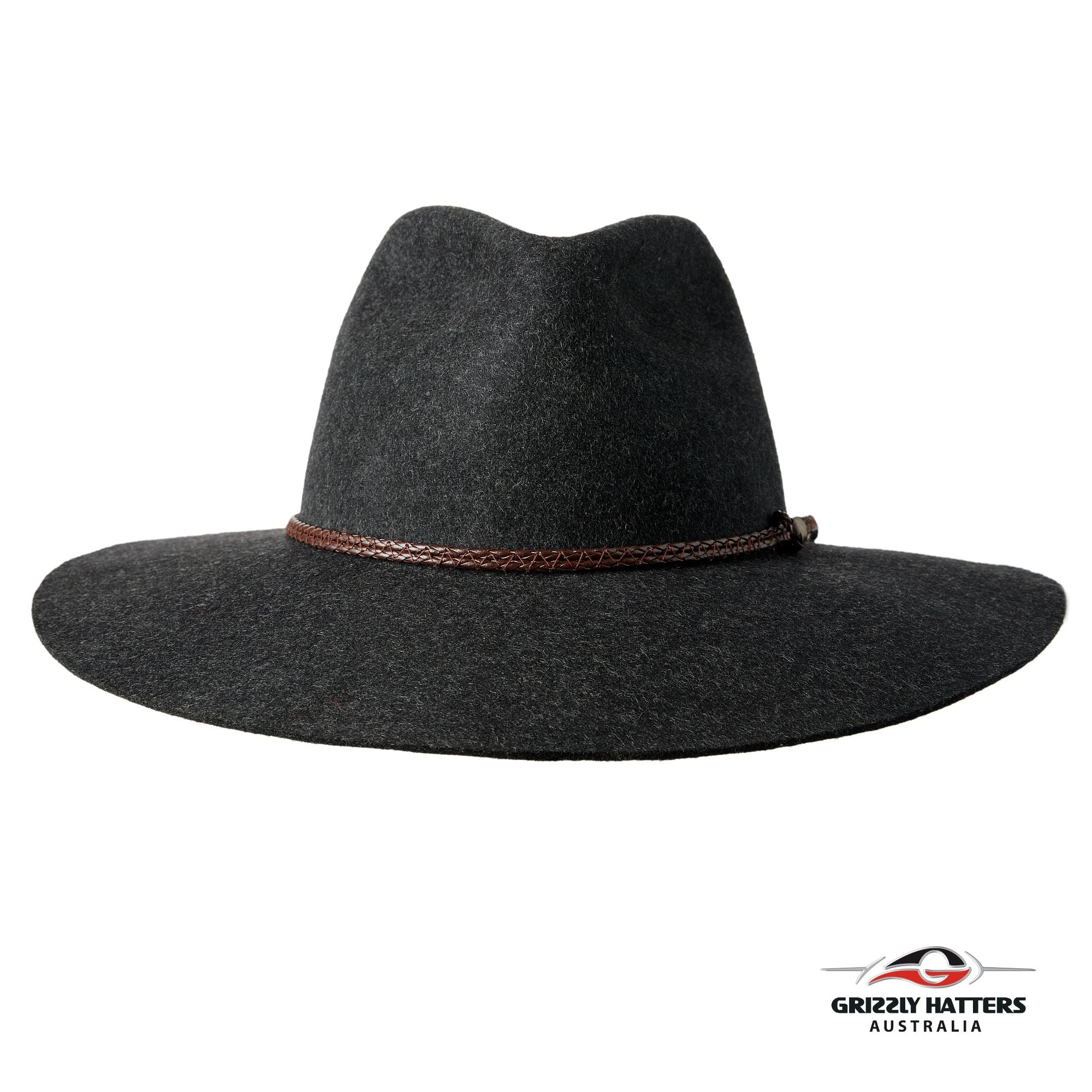 THE SALAMANCA Fedora Wide Brim Hat in CHARCOAL