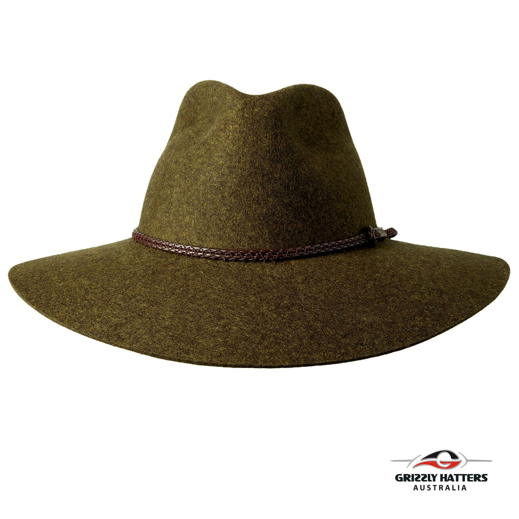 THE SALAMANCA Fedora Wide Brim Hat in FERN GREEN