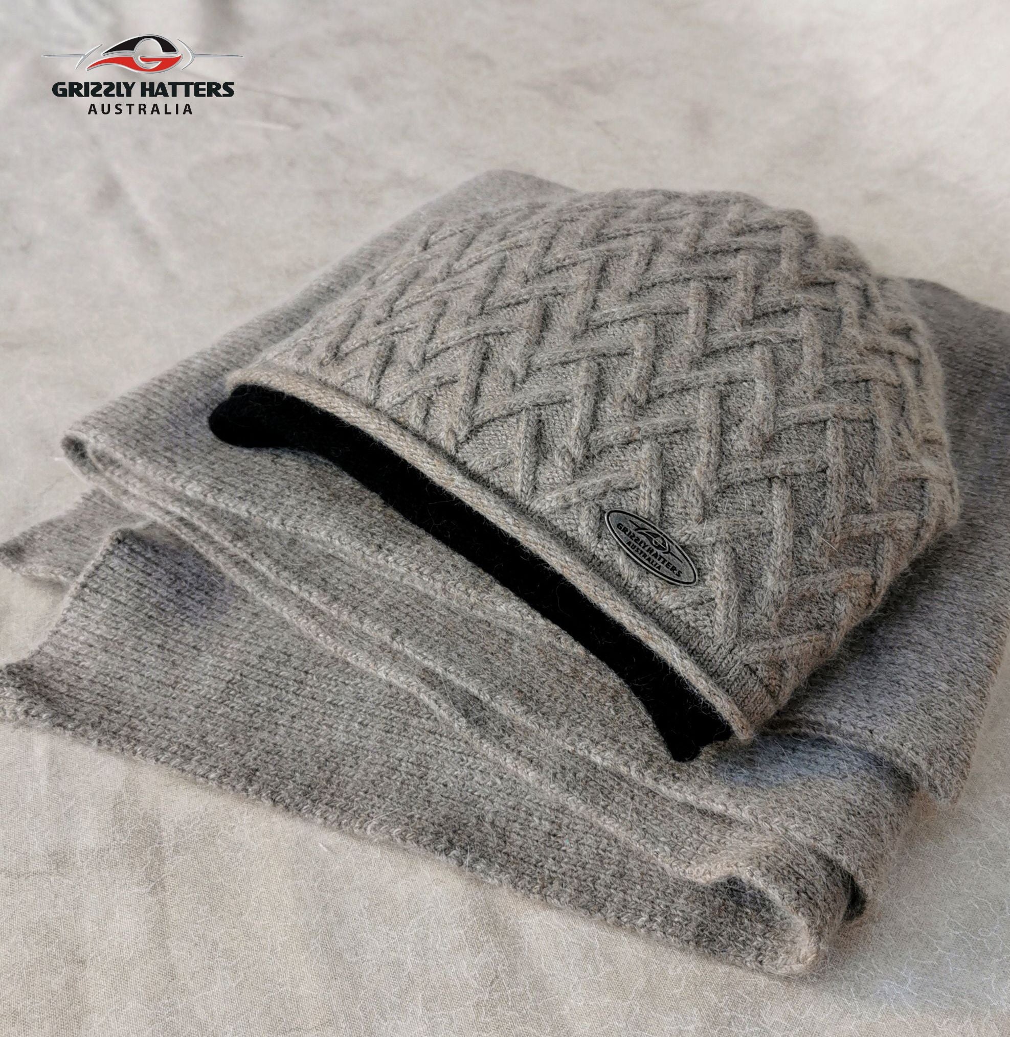 Beanie & Scarf Set : Merino / Angora wool & acrylic yarn blend
