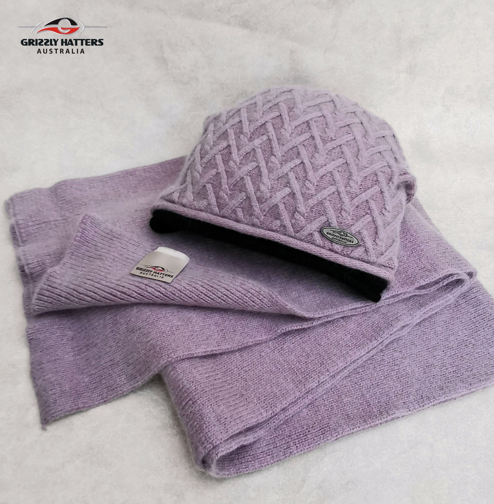 Beanie & Scarf Set : Merino / Angora wool & acrylic yarn blend
