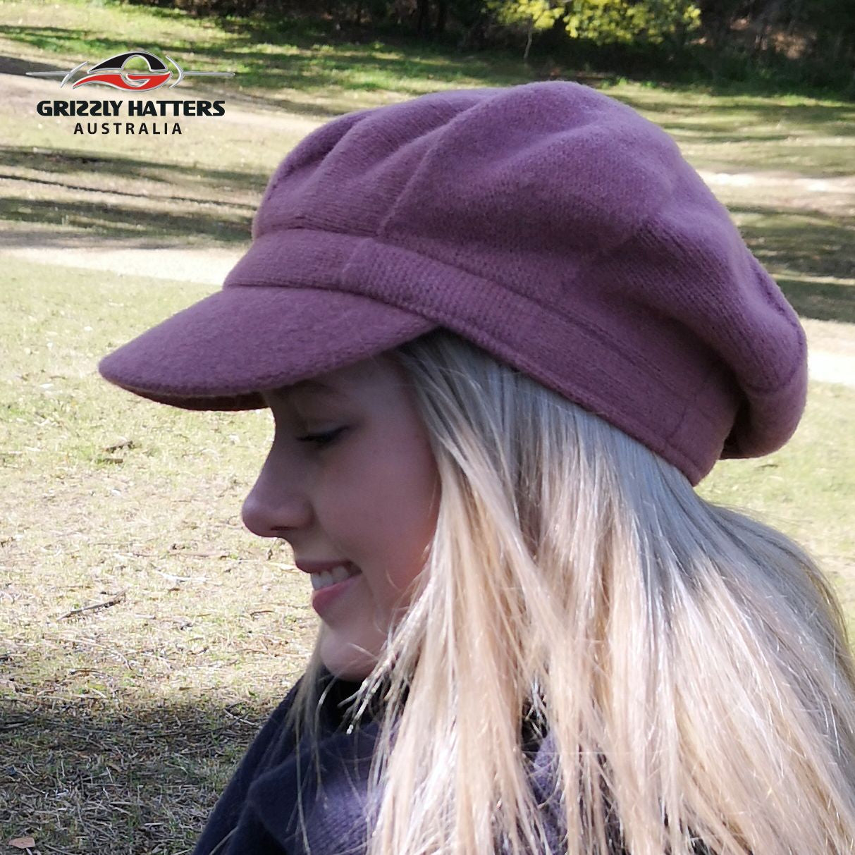 Wool beret with peak wool cap adjustable size Australian wool 8 panel cap pink fawn grey maroon