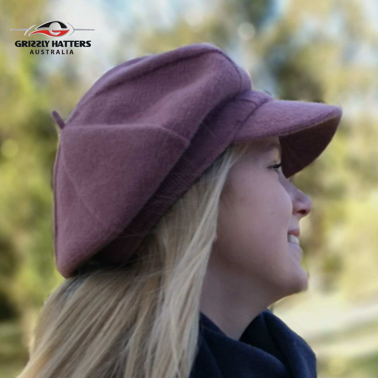 Wool beret with peak wool cap adjustable size Australian wool 8 panel cap pink fawn grey maroon
