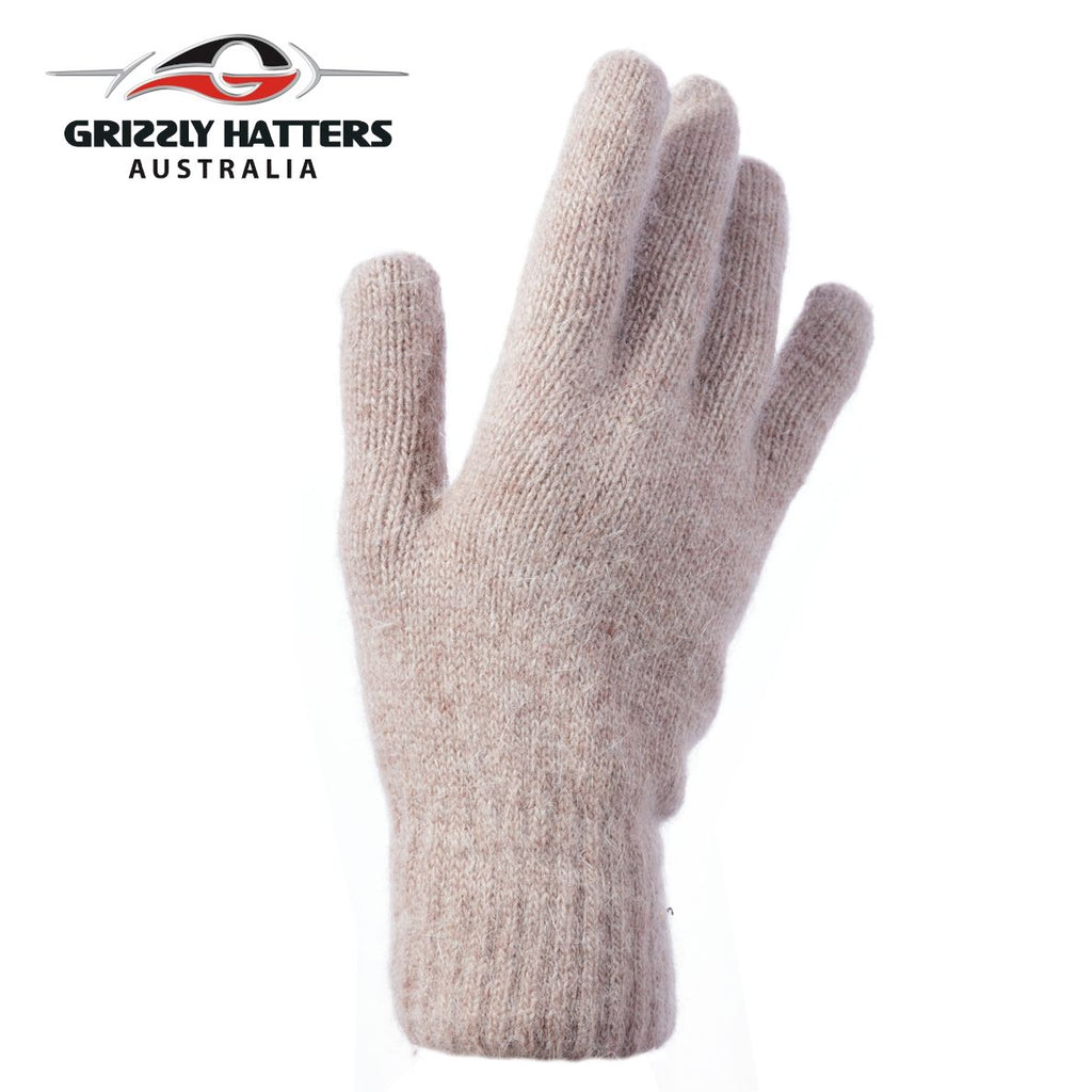 flufffy angora and sheeps wool gloves with extra lining layer by Grizzly Hatters beige colour