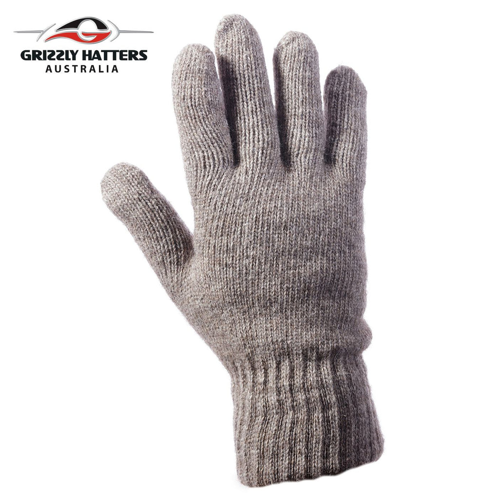 Mens angora wool gloves with extra lining one size fits most tan colour  