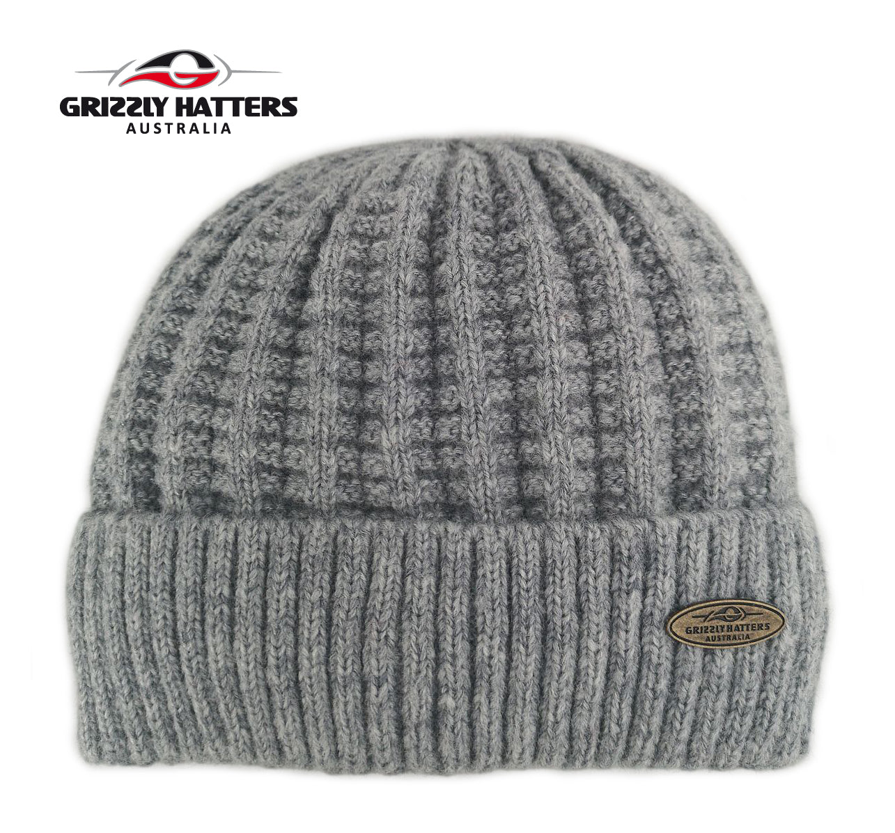 Australian Merino Wool blend Beanie with fleece lining light grey colour snug fit
