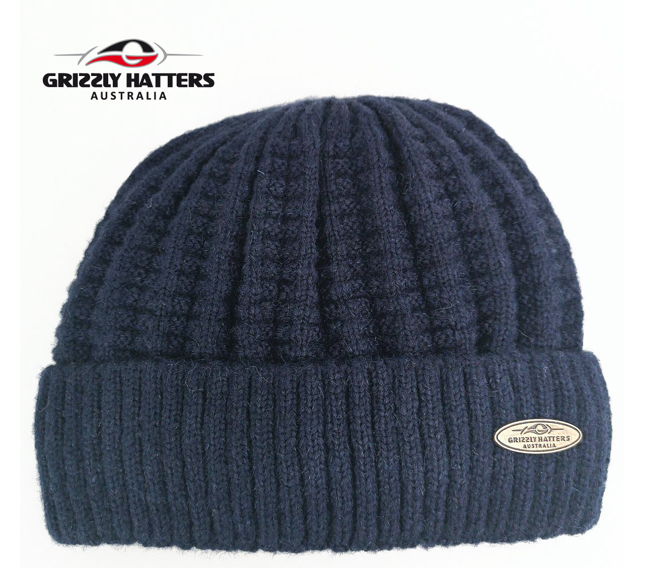 Australian Merino Wool blend Beanie with fleece lining navy colour snug fit