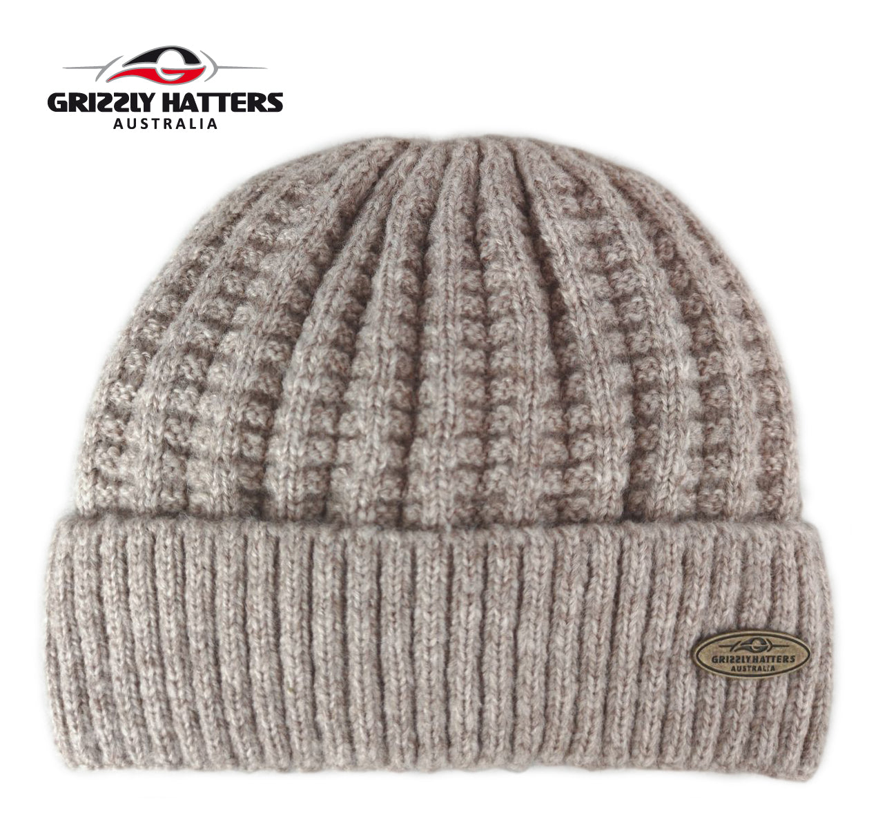 Australian Merino Wool blend Beanie with fleece lining light oatmeal colour snug fit
