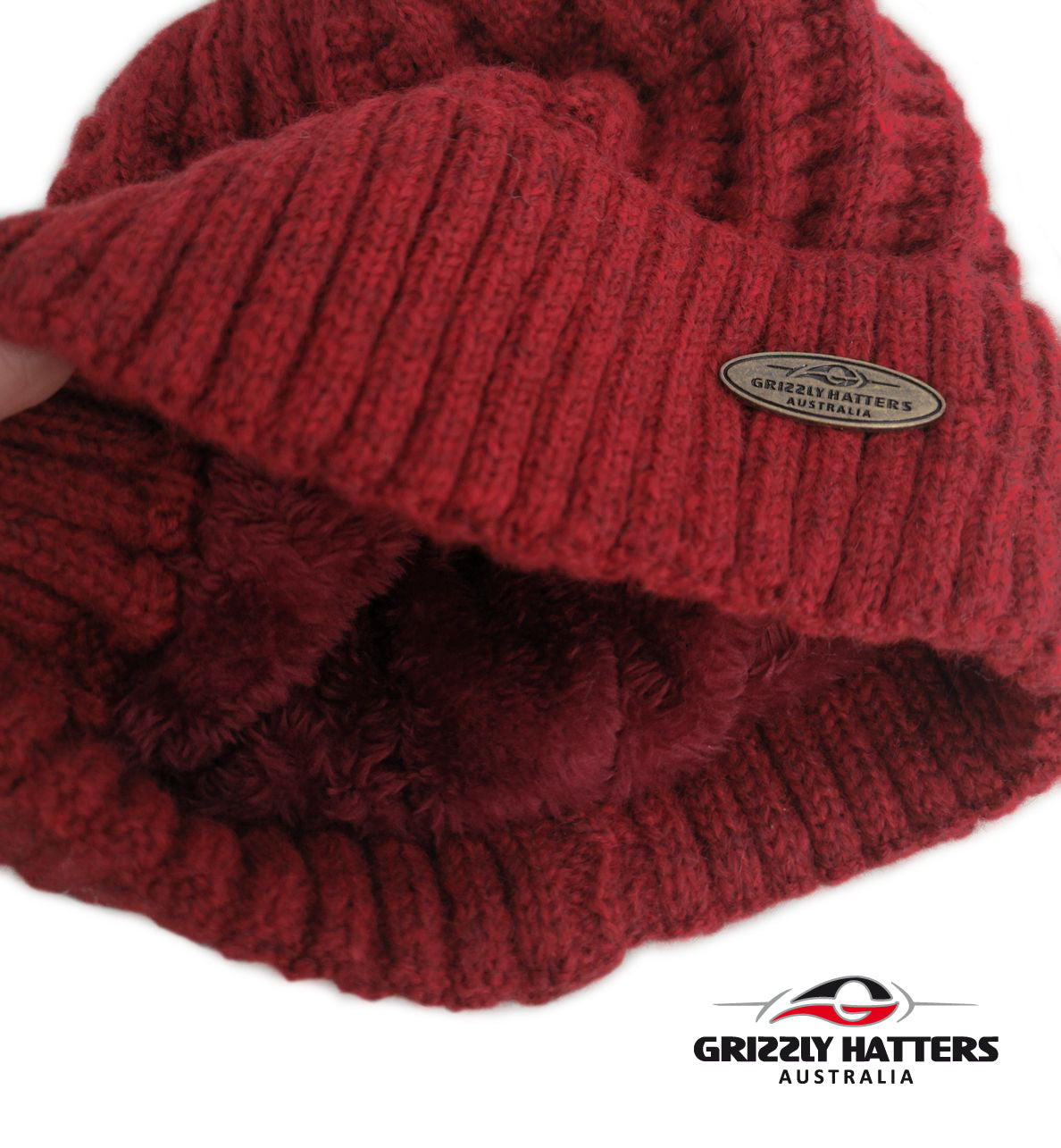 Australian Merino Wool blend Beanie with fleece lining red black colour snug fit