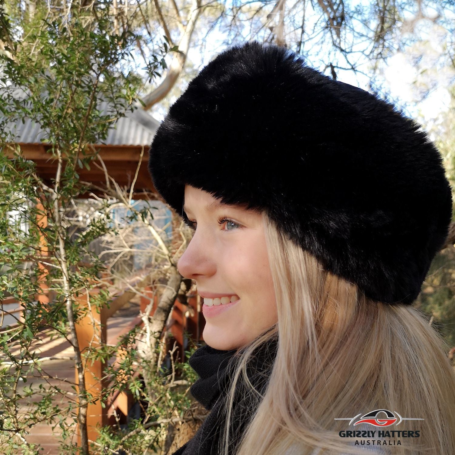 Faux Fur Hat Soft Rabbit Imitation Black Colour