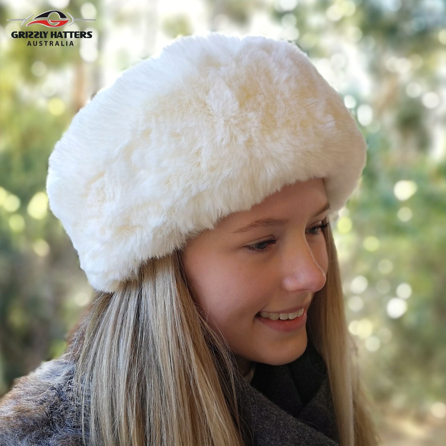 Faux Fur Hat Soft Rabbit Imitation Cream Colour