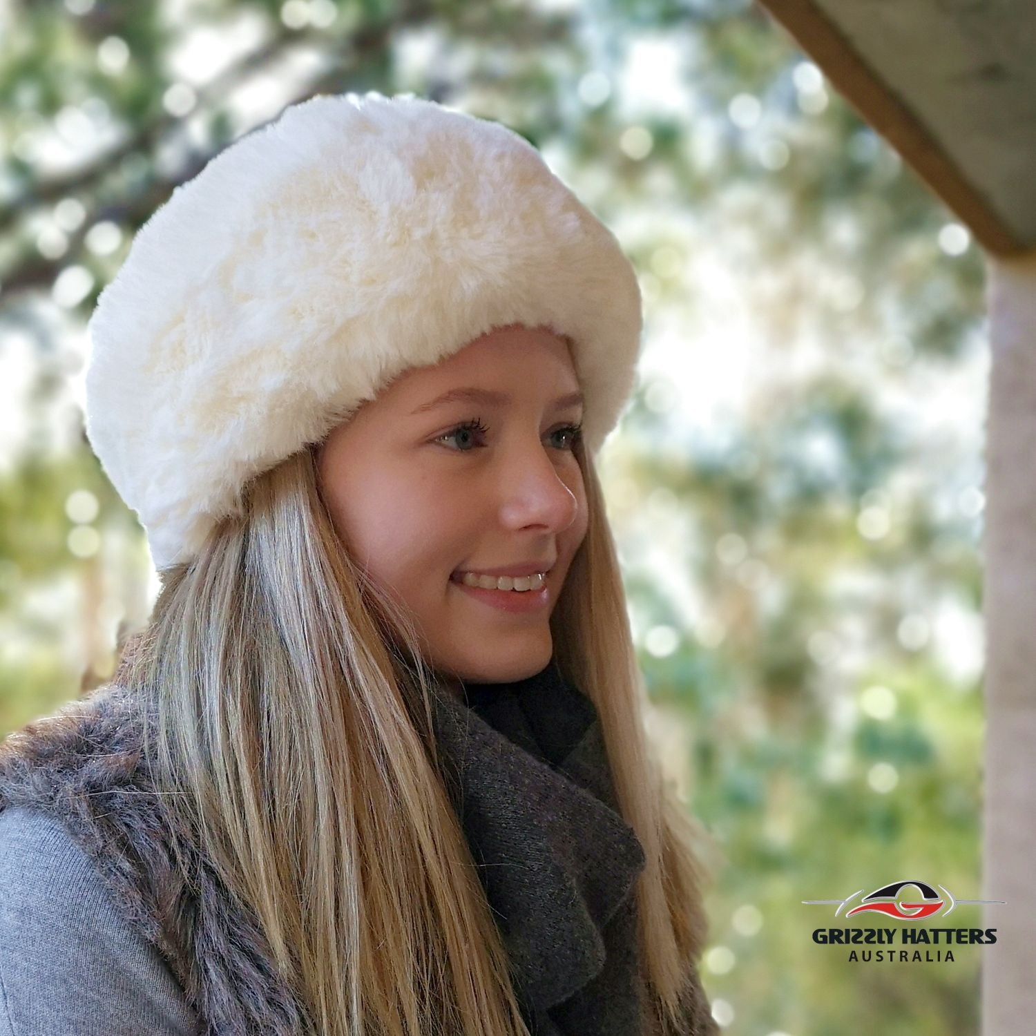 Faux Fur Hat Soft Rabbit Imitation Cream Colour