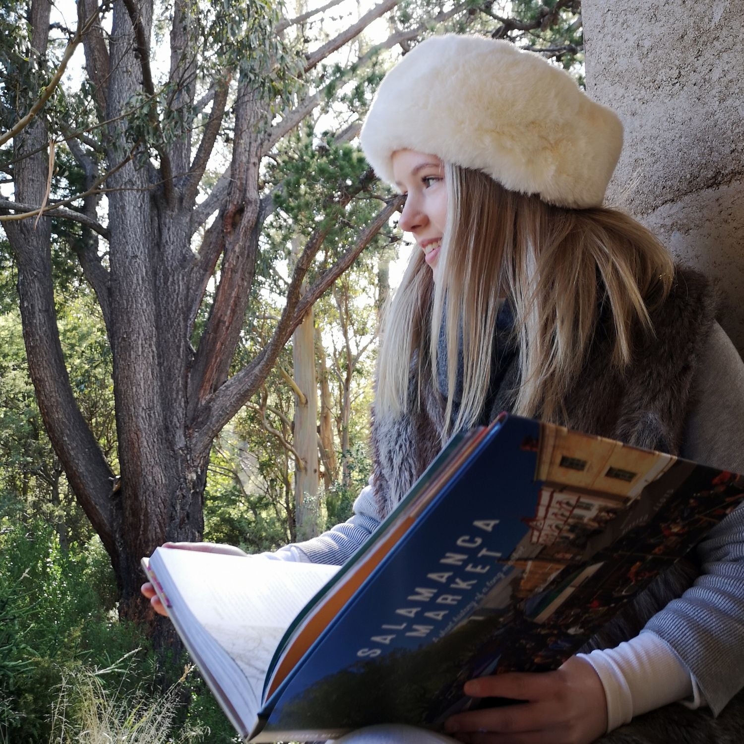 Faux Fur Hat Soft Rabbit Imitation Cream Colour