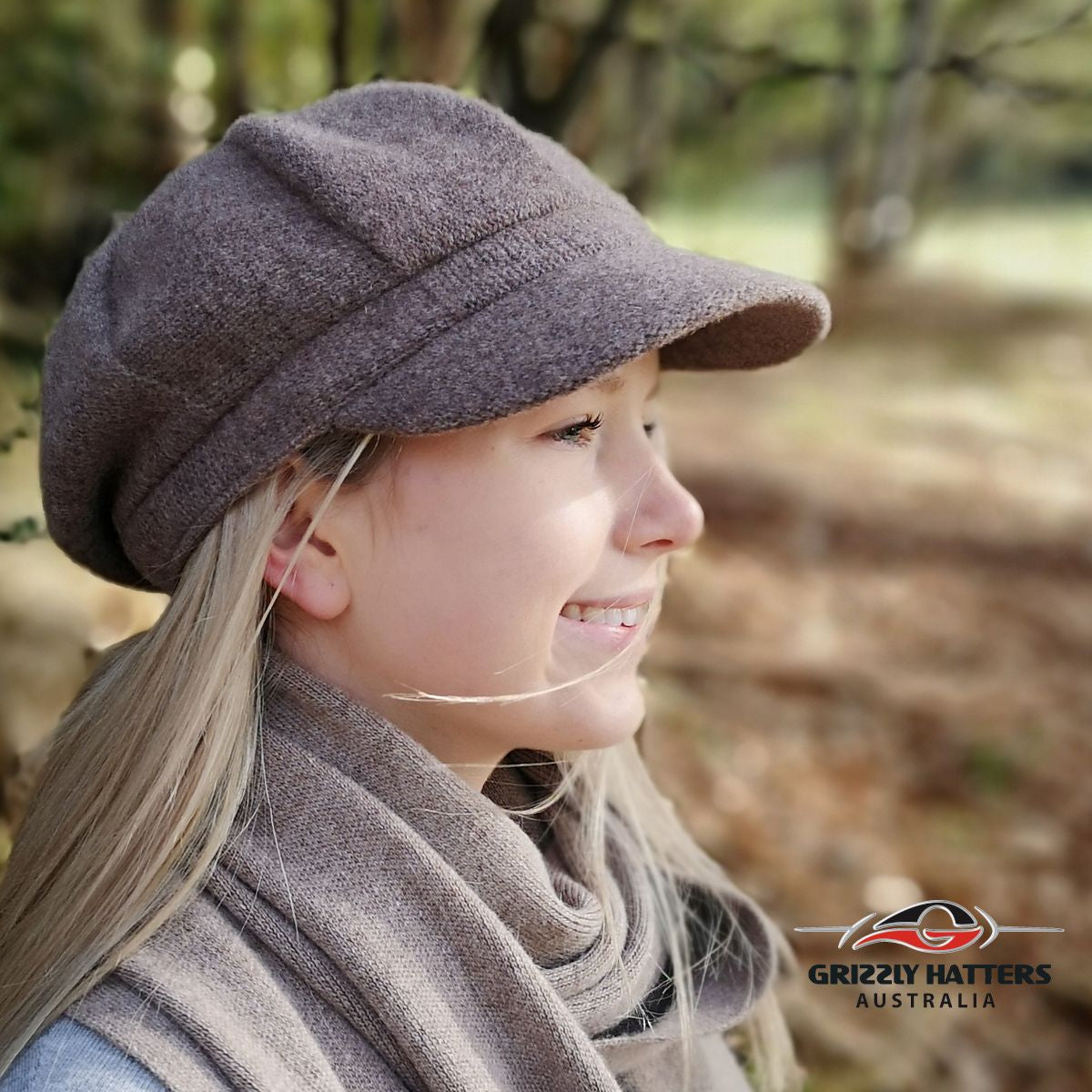 Wool beret with peak wool cap adjustable size Australian wool 8 panel cap pink fawn grey maroon