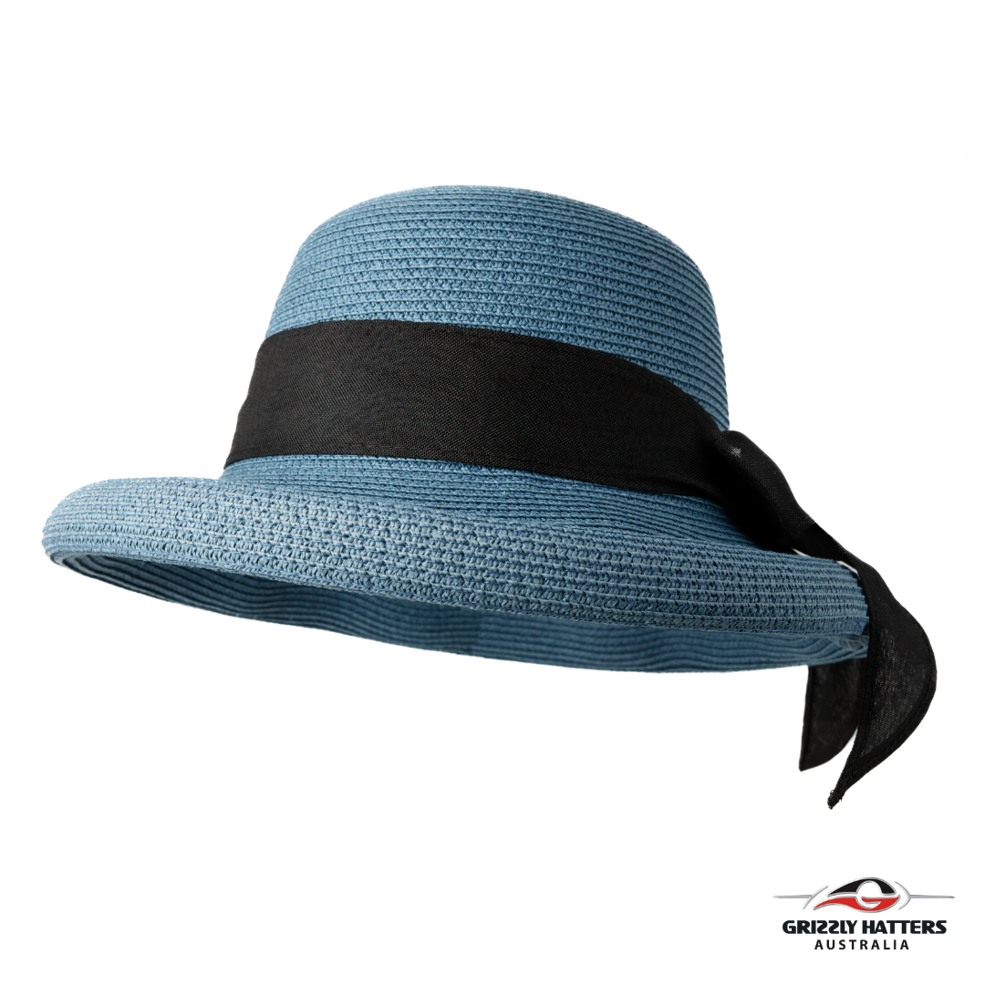 Sun Hat with Large Bow and Rolled Brim