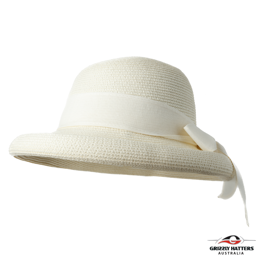 Sun Hat with Large Bow and Rolled Brim