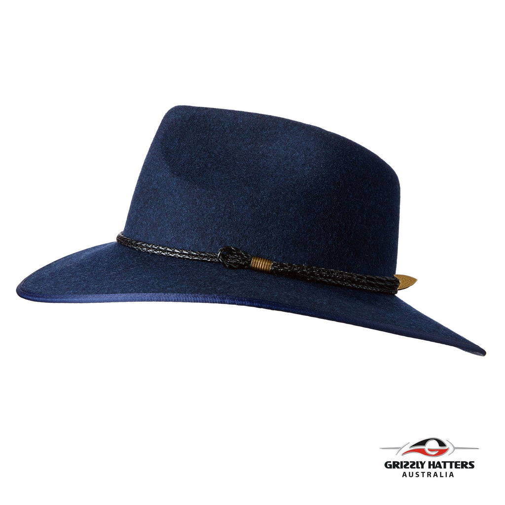 THE WELLINGTON Fedora Hat in NAVY BLUE with Braid