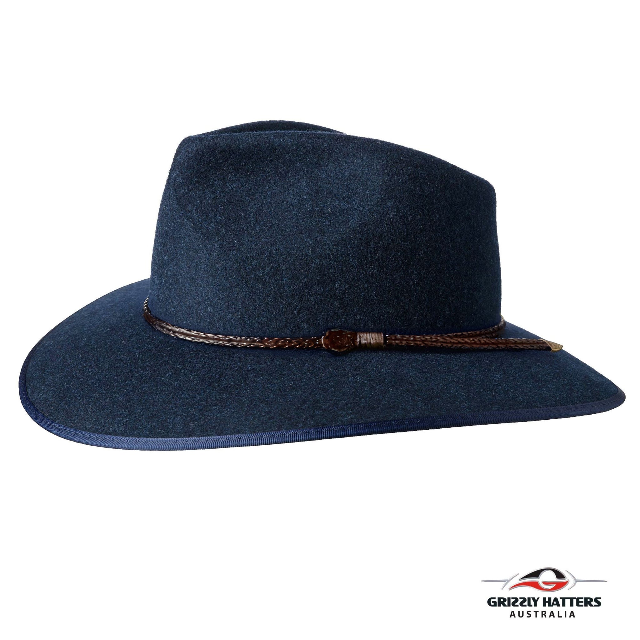 THE WELLINGTON Fedora Hat in NAVY BLUE with Braid