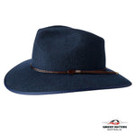 THE WELLINGTON Fedora Hat in NAVY BLUE with Braid