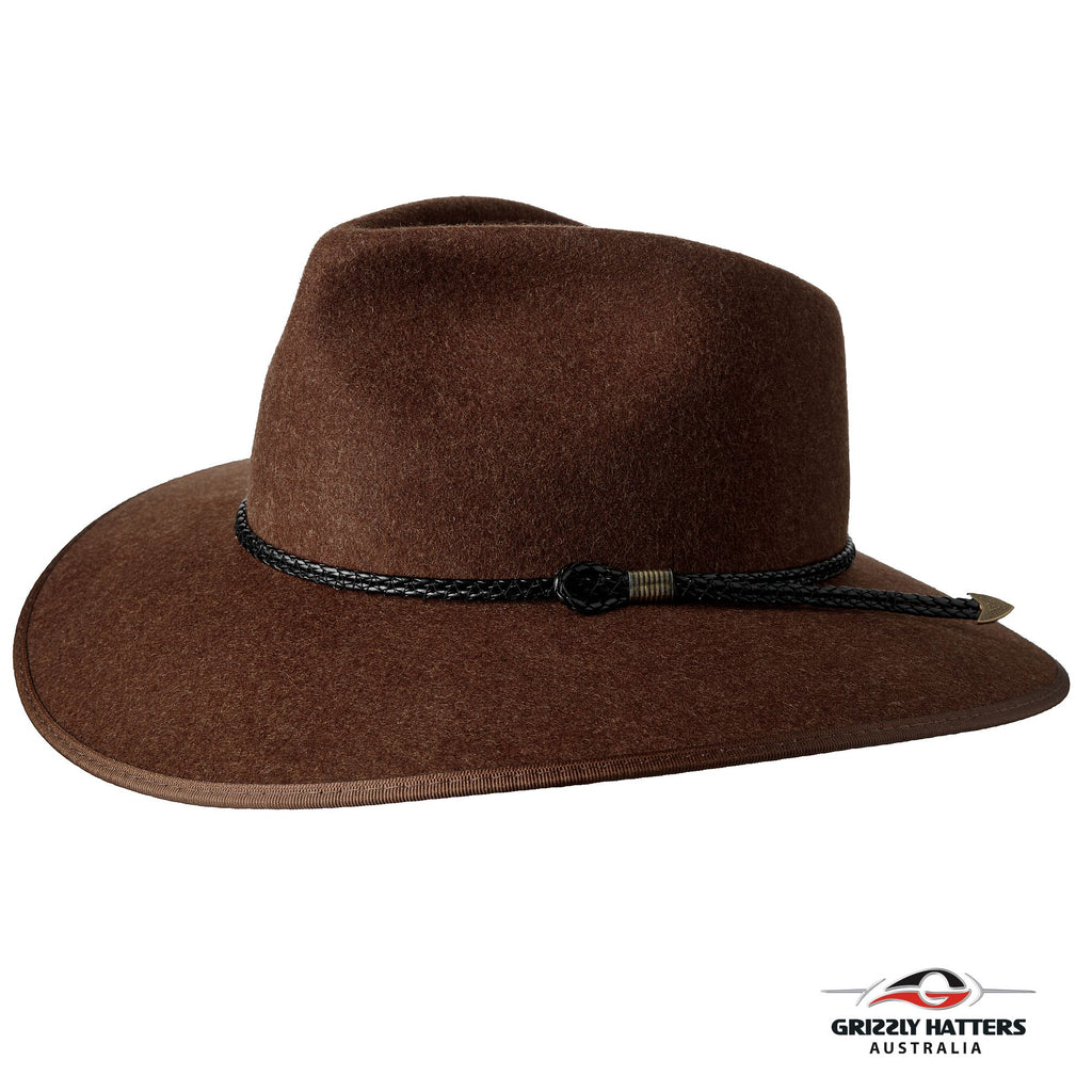 THE WELLINGTON Fedora Hat in GREY SAND with Braid