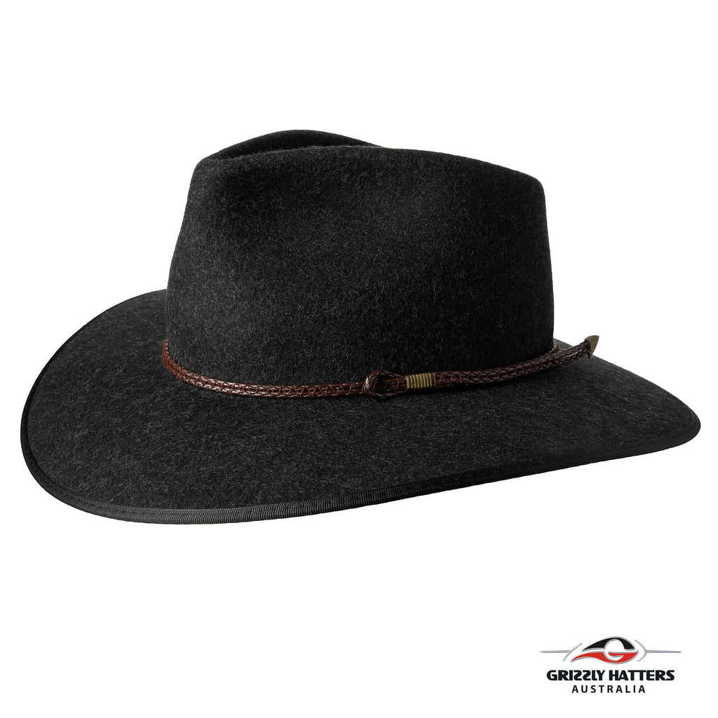 THE WELLINGTON Fedora Hat in CHARCOAL with Braid