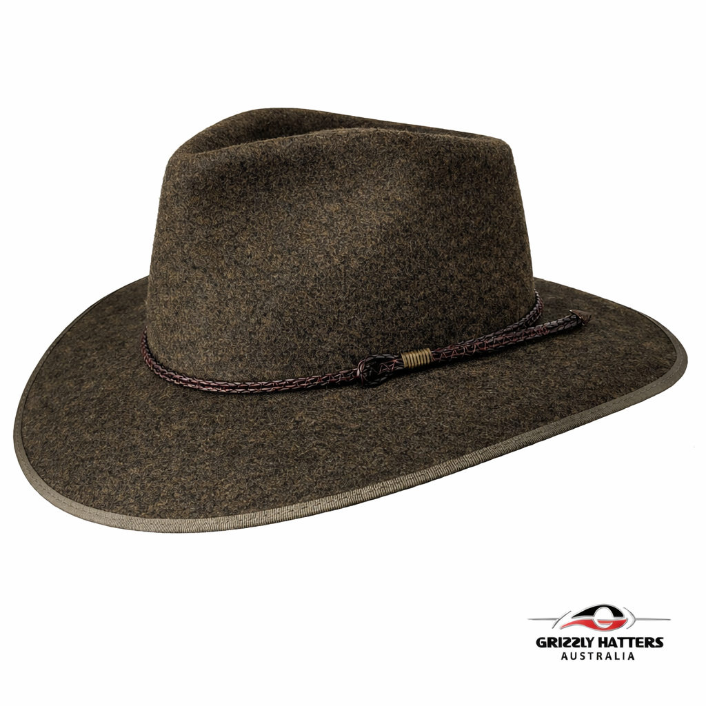 THE WELLINGTON Fedora Hat in Seaweed with Braid