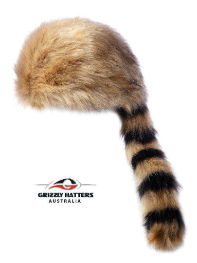 Davy Croc Racoon Faux Fur Hat with a tail