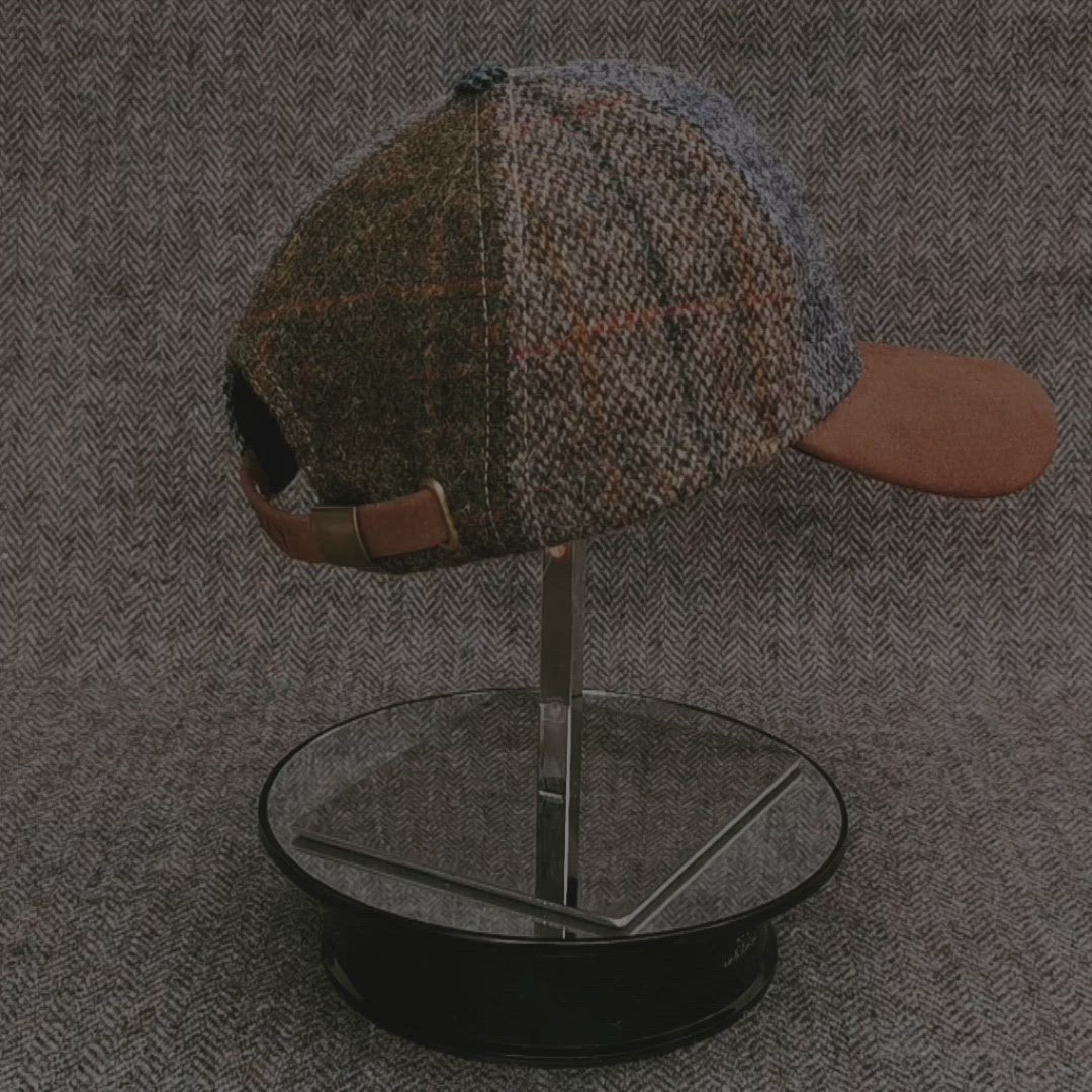 Video Traditional Harris Tweed Wool Flat Cap in Patchwork hand made in Tasmania Australia by Grizzly Hatters Salamanca Market 