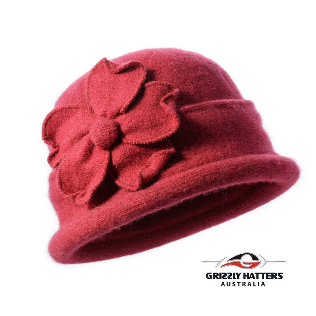 Packable Small Brim Australian Wool Hat Small fit chilli red colour