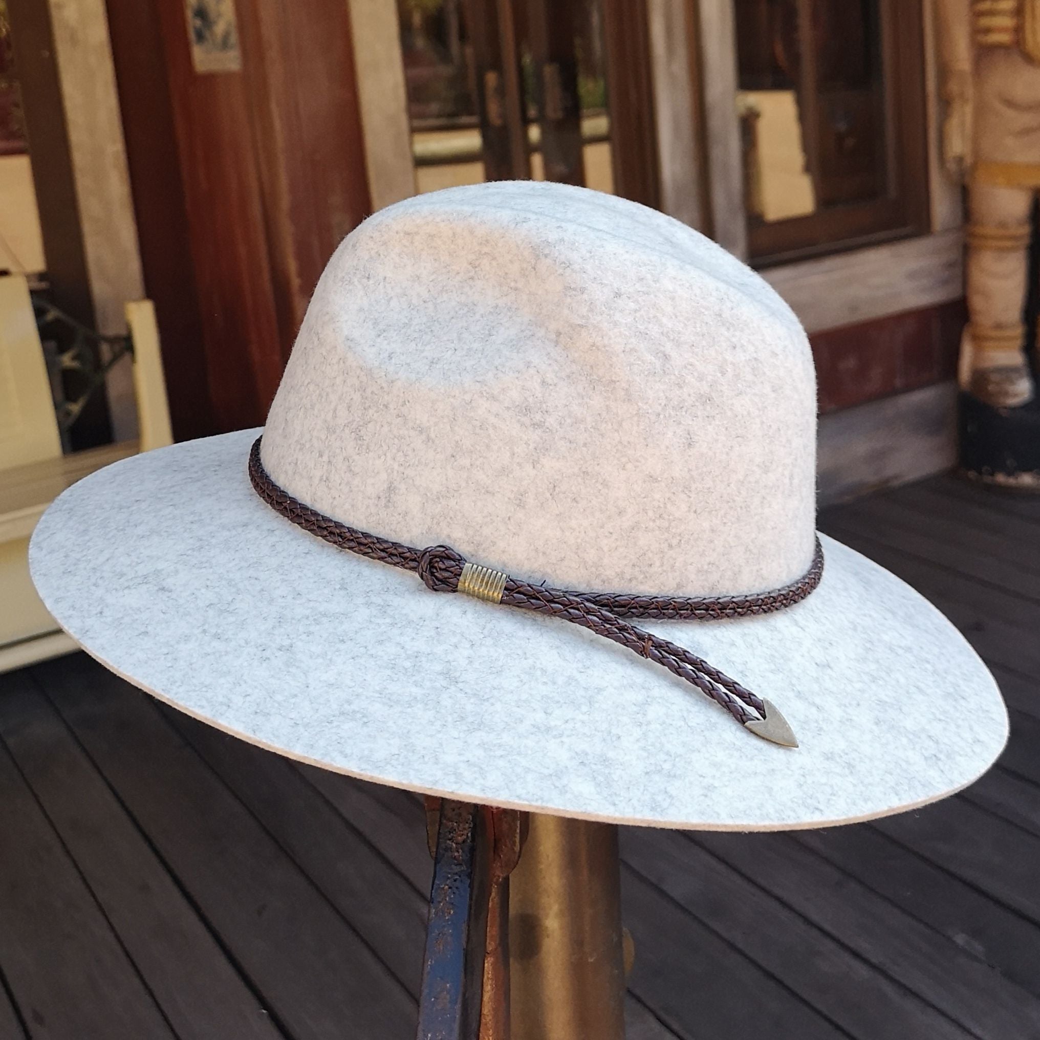 100% Wool Unisex Classic Fashionable Fedora Hat in Silver Marl Colour Handmade in Tasmania, Australia by Grizzly Hatters, small and big sizes 