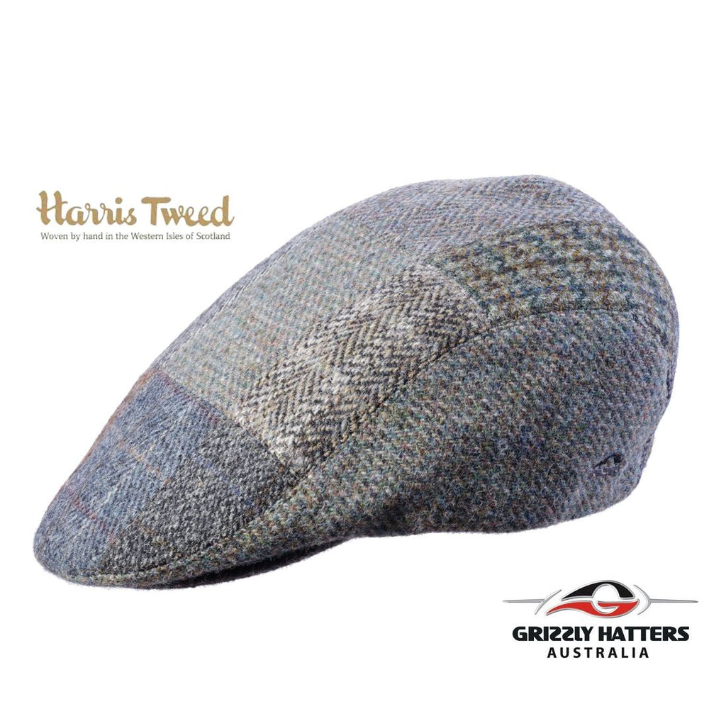 Quality Harris Tweed Wool Flat Cap in Patchwork colours adjustable size gift for him