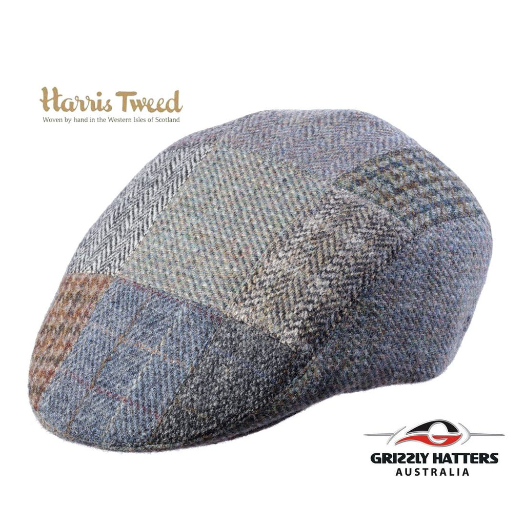 Quality Harris Tweed Wool Flat Cap in Patchwork colours adjustable size gift for him 