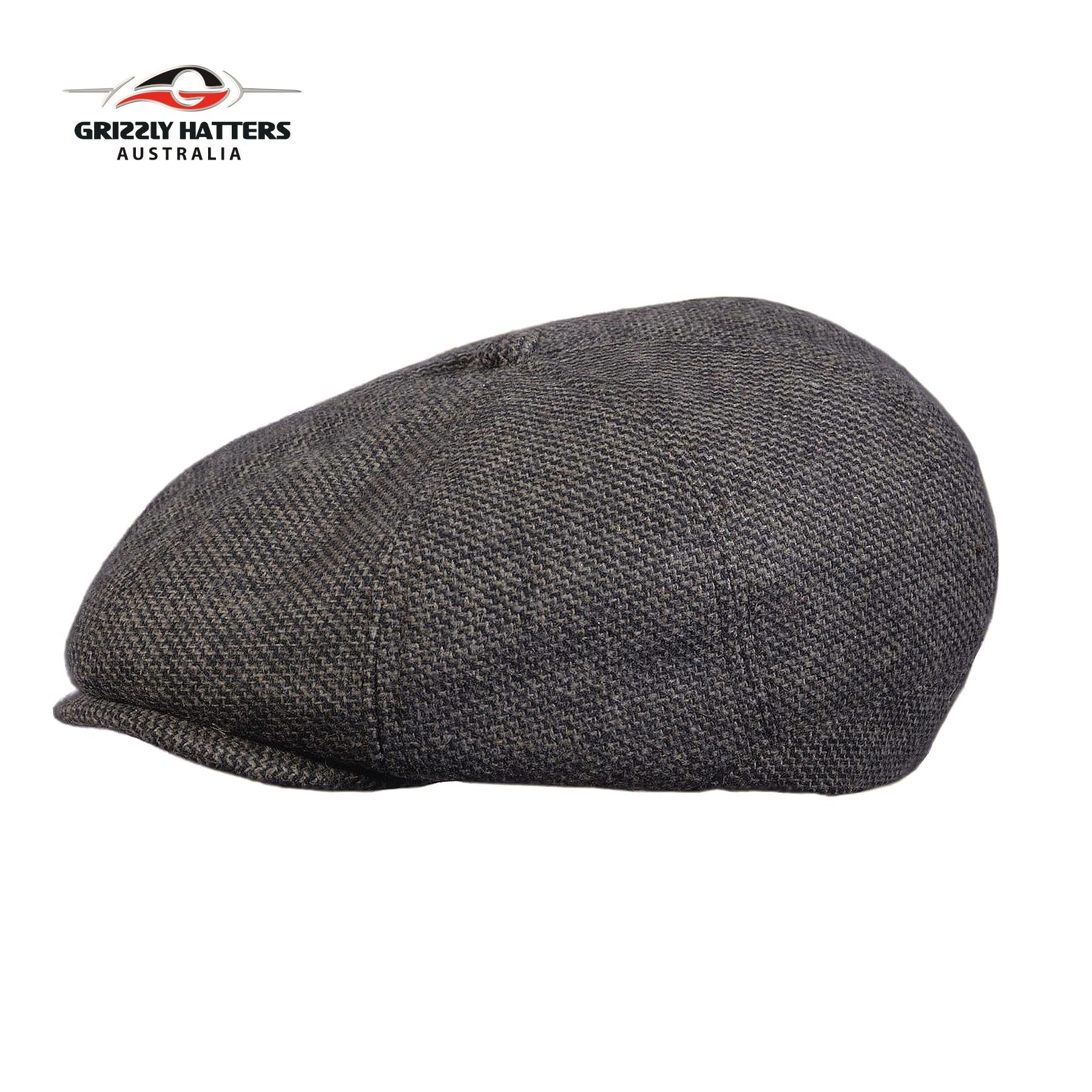 Newsboy / Gatsby 8 panel Italian Wool Cap Black&Tan Colour 