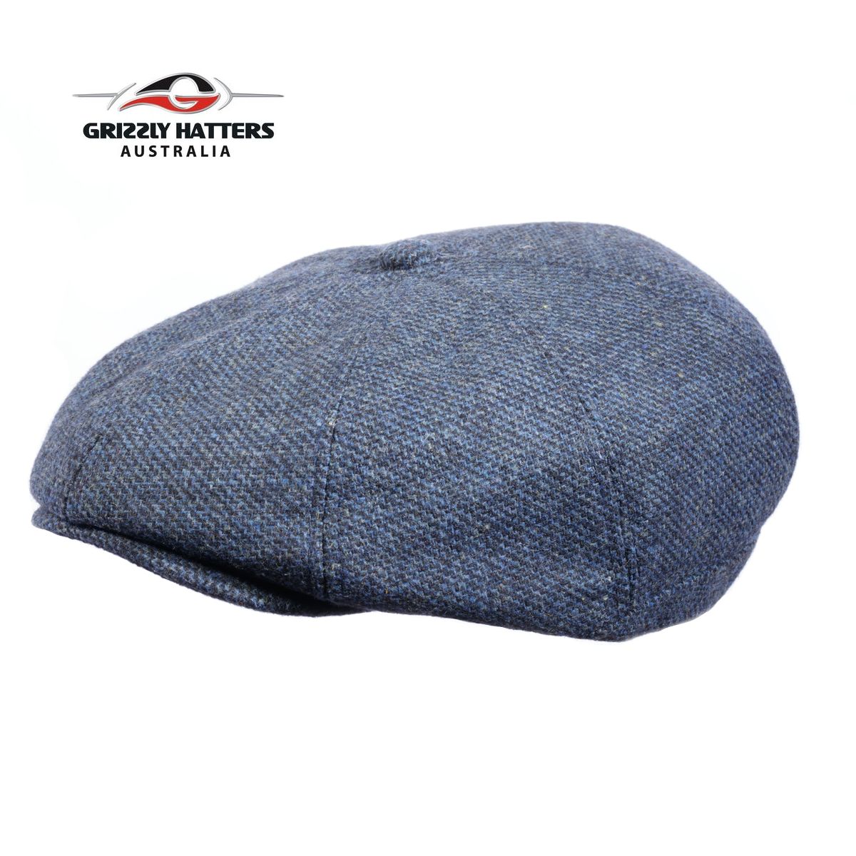 Newsboy / Gatsby 8 panel Italian Wool Cap Black&Blue Colour 