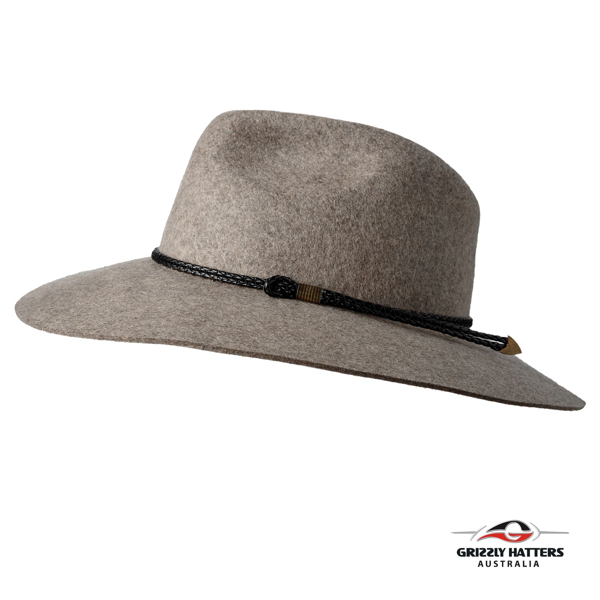 THE SALAMANCA Fedora Wide Brim Hat in GREY SAND