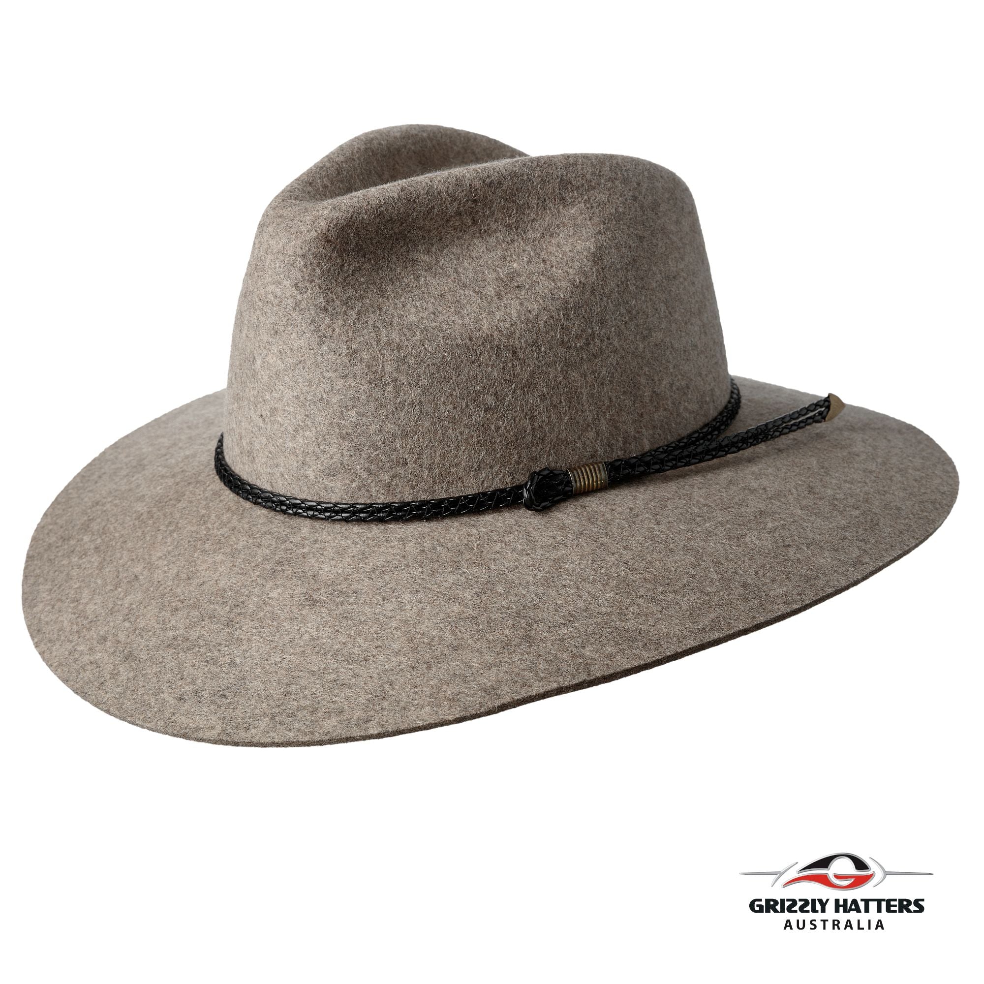 THE SALAMANCA Fedora Wide Brim Hat in GREY SAND