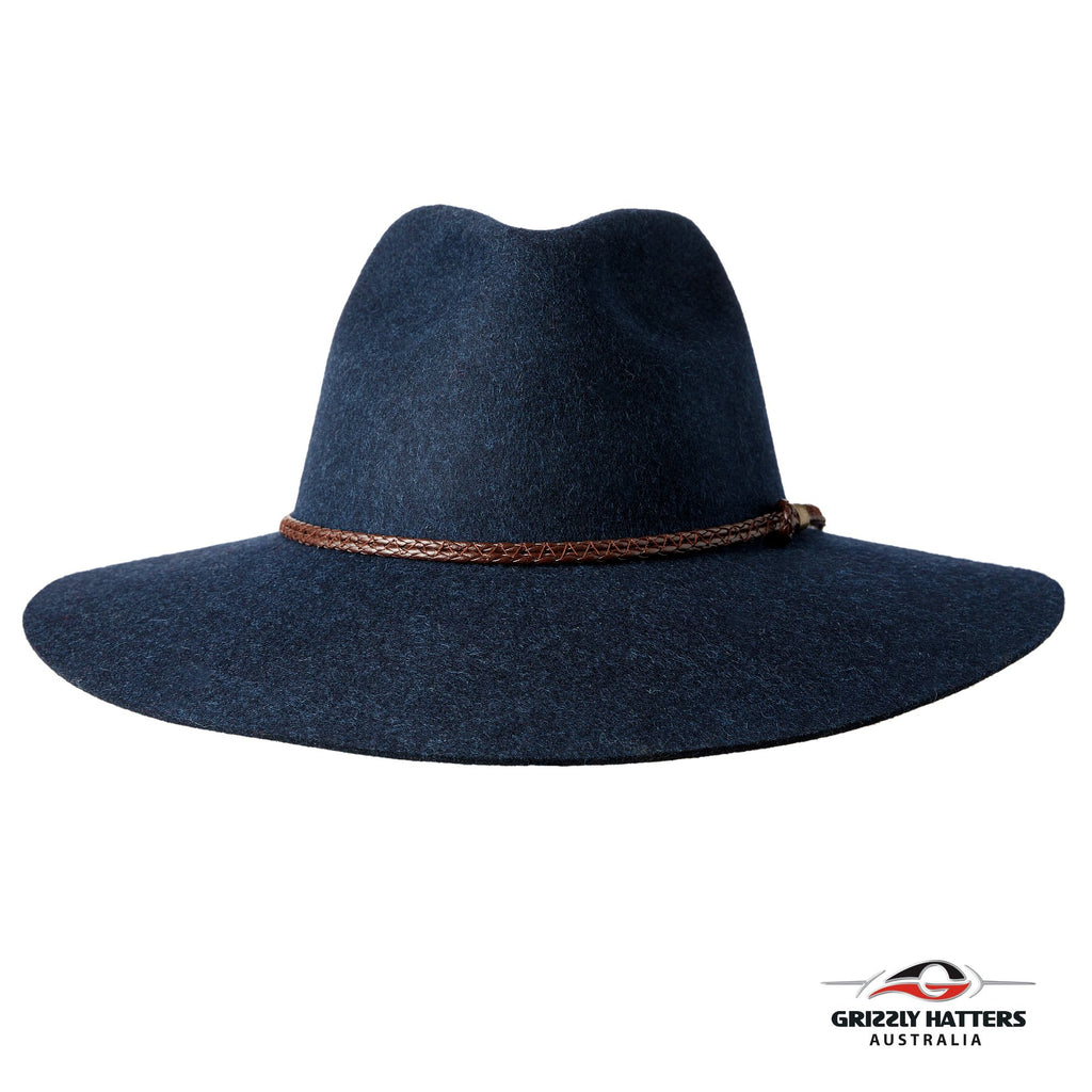 THE SALAMANCA Fedora Wide Brim Hat in NAVY BLUE