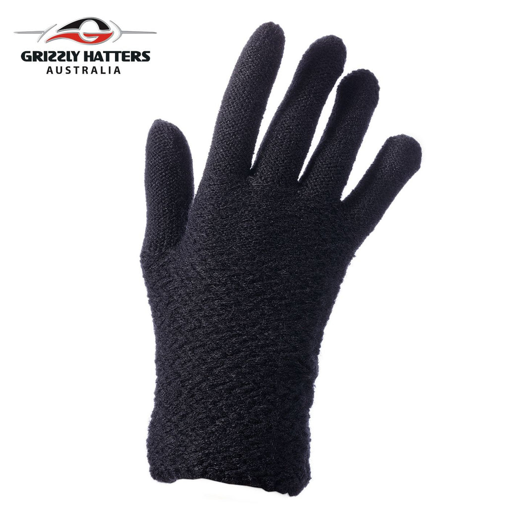 Ladies plain gloves made from super soft acrylic yarn black colour