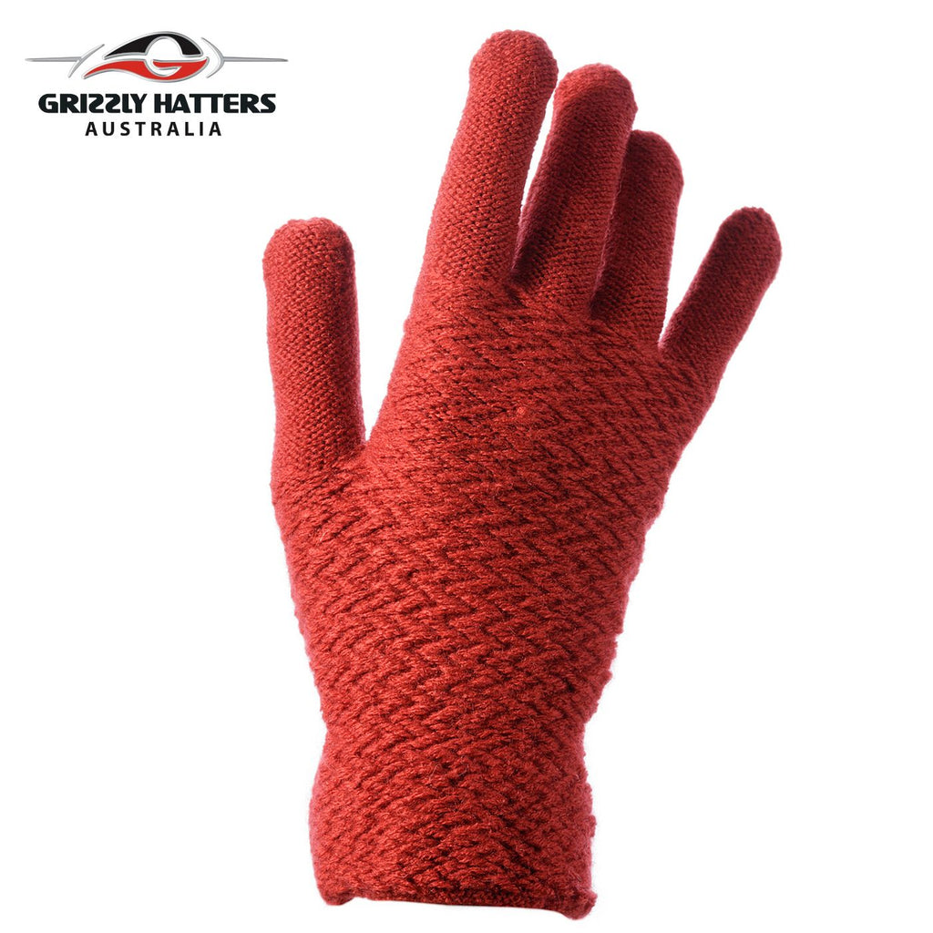 Ladies plain gloves made from super soft acrylic yarn red colour